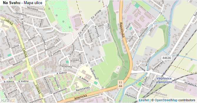 Na Svahu - mapa ulice