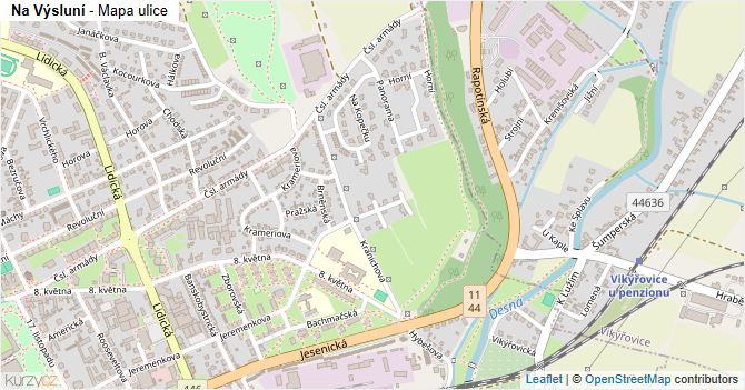 Na Výsluní - mapa ulice