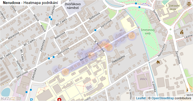 Nerudova - mapa podnikání