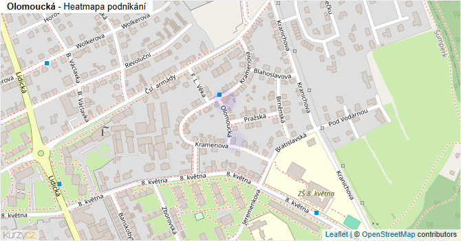 Olomoucká - mapa podnikání