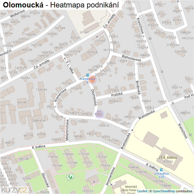 Mapa Olomoucká - Firmy v ulici.