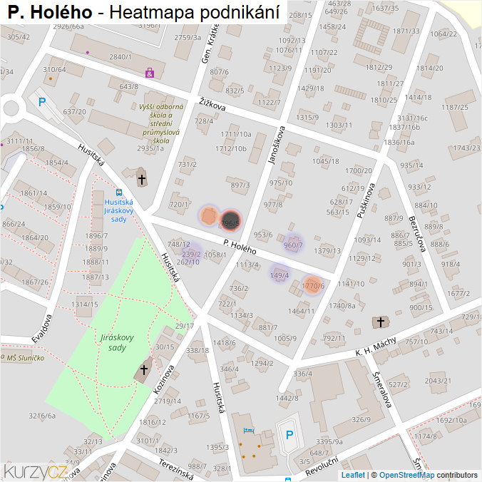 Mapa P. Holého - Firmy v ulici.