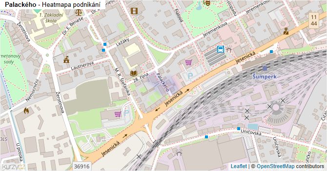 Palackého - mapa podnikání