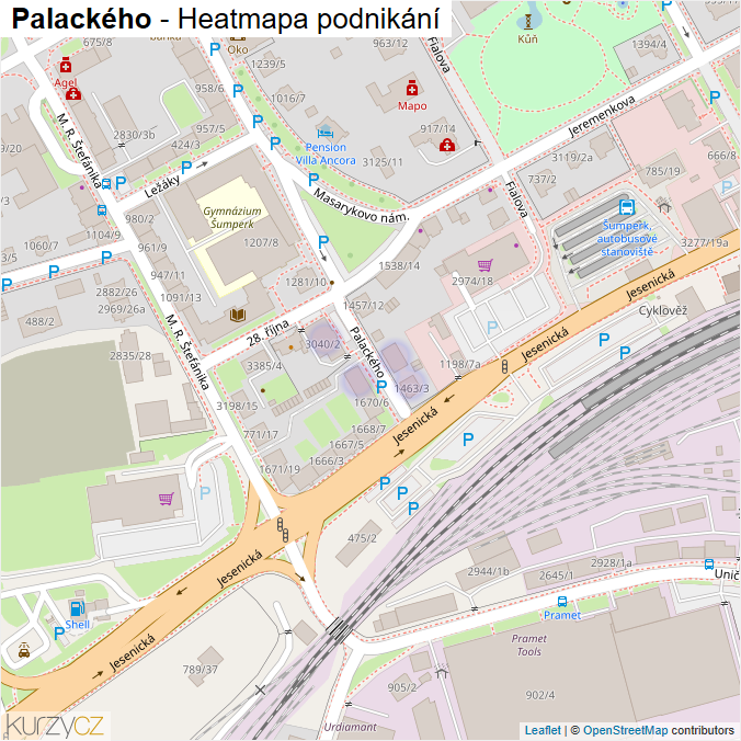 Mapa Palackého - Firmy v ulici.