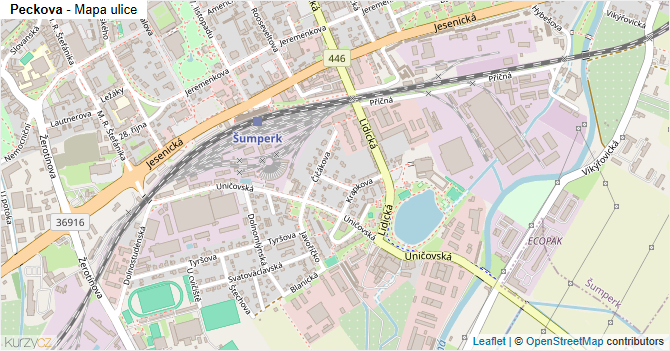 Peckova - mapa ulice