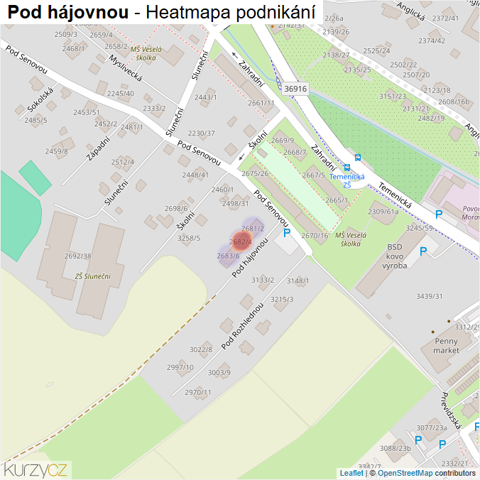 Mapa Pod hájovnou - Firmy v ulici.