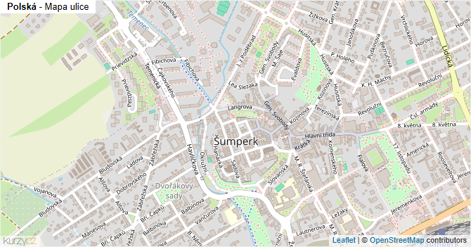 Polská - mapa ulice