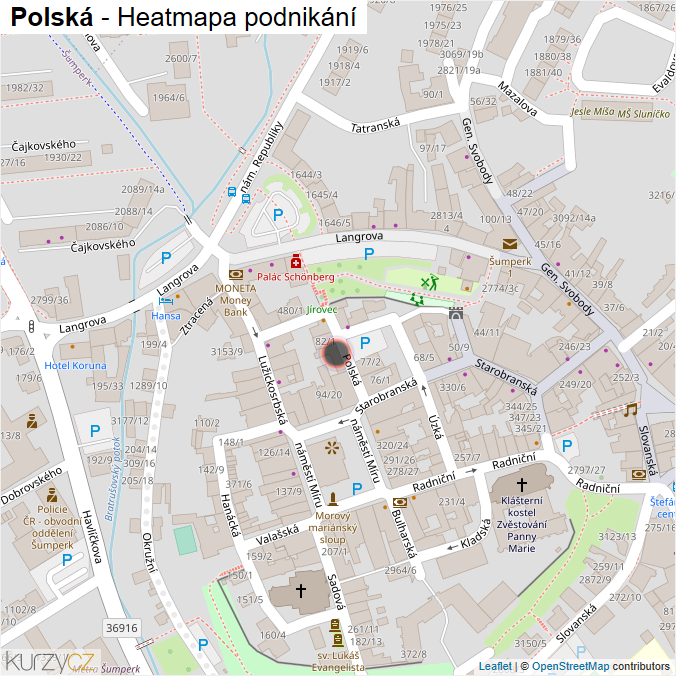 Mapa Polská - Firmy v ulici.