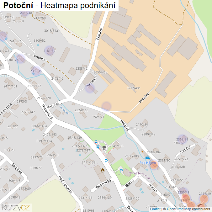 Mapa Potoční - Firmy v ulici.