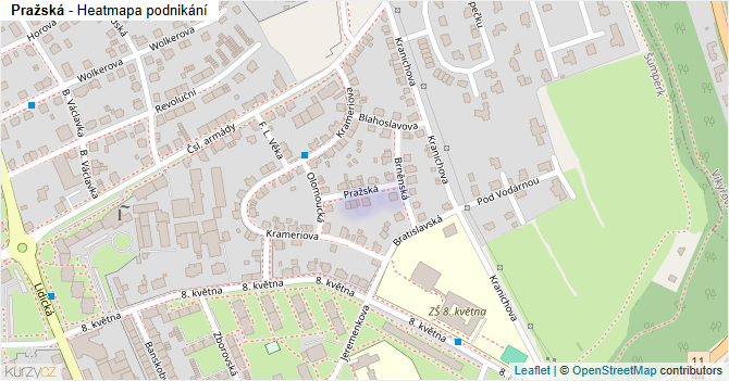 Pražská - mapa podnikání