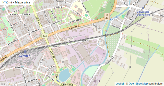 Příčná - mapa ulice