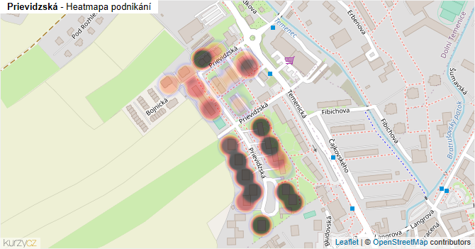 Prievidzská - mapa podnikání