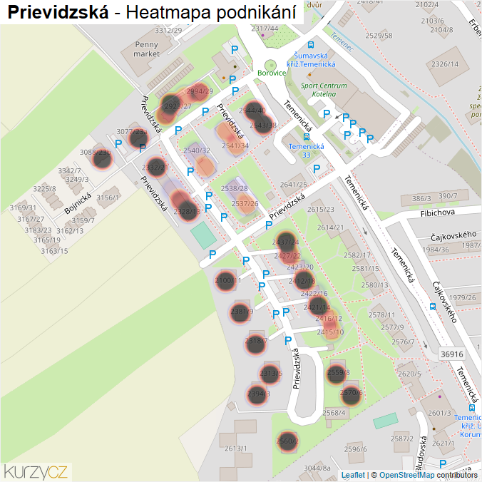 Mapa Prievidzská - Firmy v ulici.