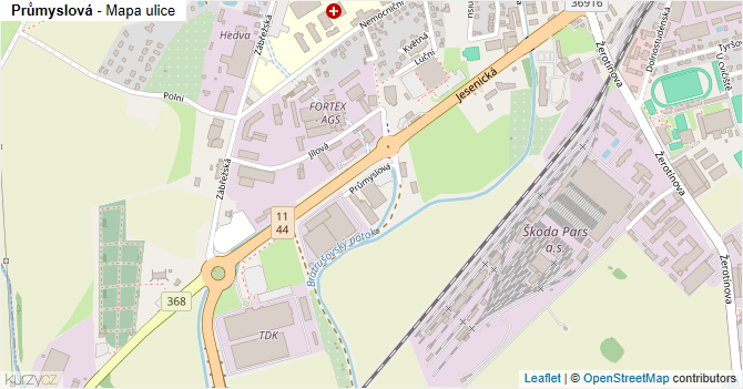 Průmyslová - mapa ulice