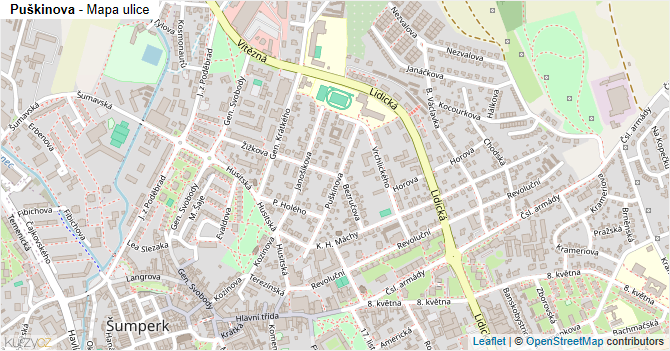 Puškinova - mapa ulice