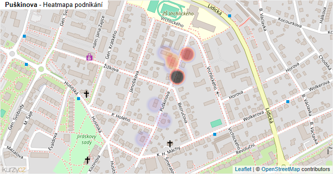 Puškinova - mapa podnikání