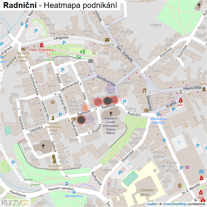 Mapa Radniční - Firmy v ulici.