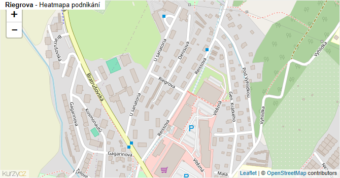Riegrova - mapa podnikání
