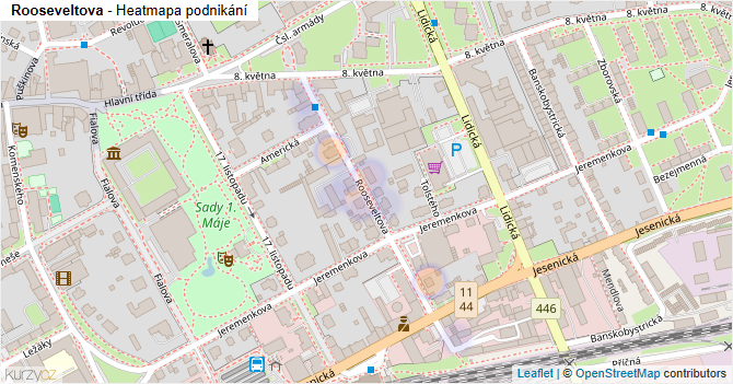 Rooseveltova - mapa podnikání
