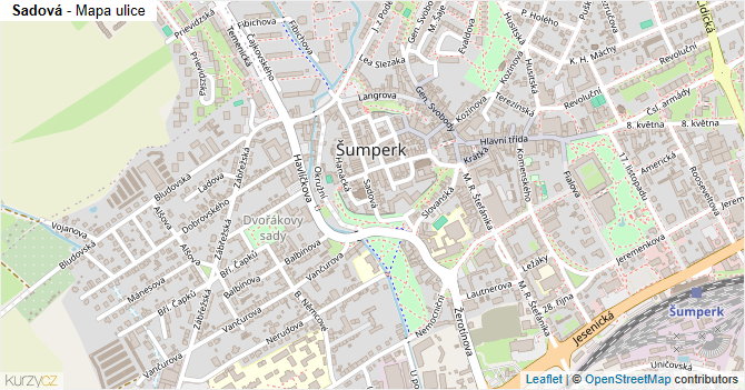 Sadová - mapa ulice