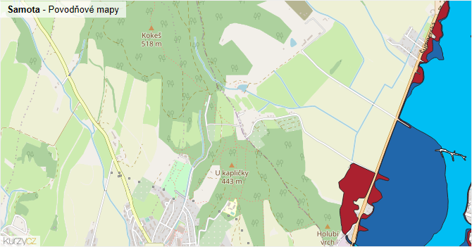 Samota - záplavové mapy stoleté vody