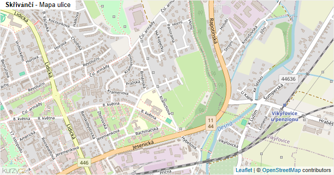Skřivánčí - mapa ulice