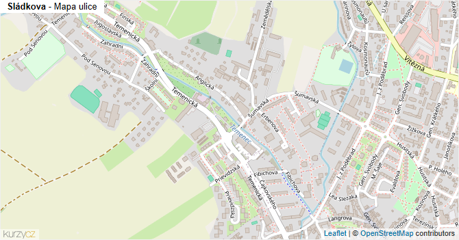 Sládkova - mapa ulice