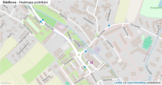 Sládkova - mapa podnikání