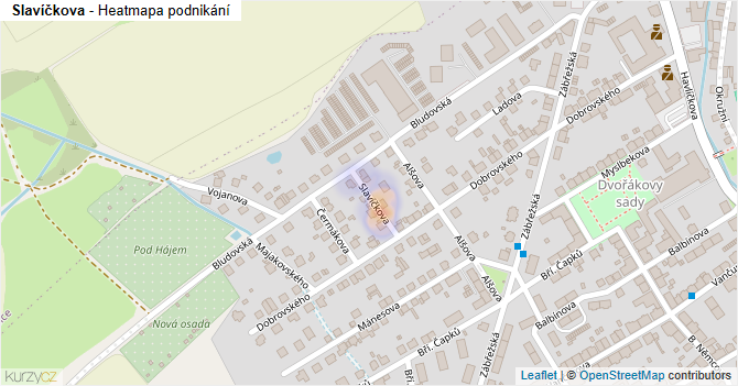 Slavíčkova - mapa podnikání