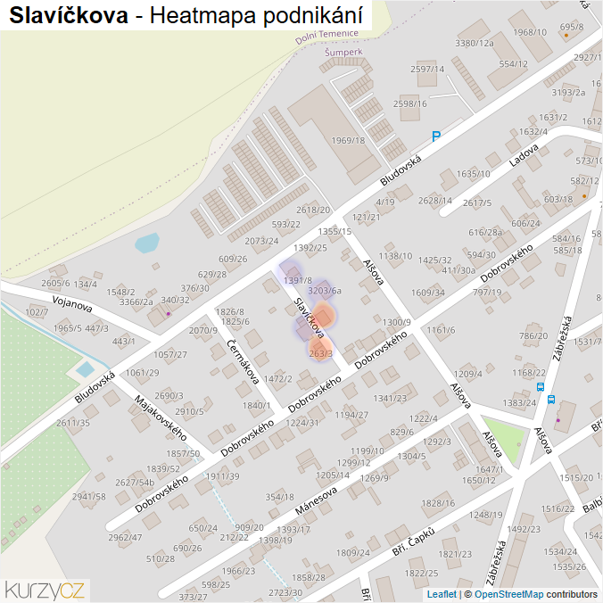 Mapa Slavíčkova - Firmy v ulici.