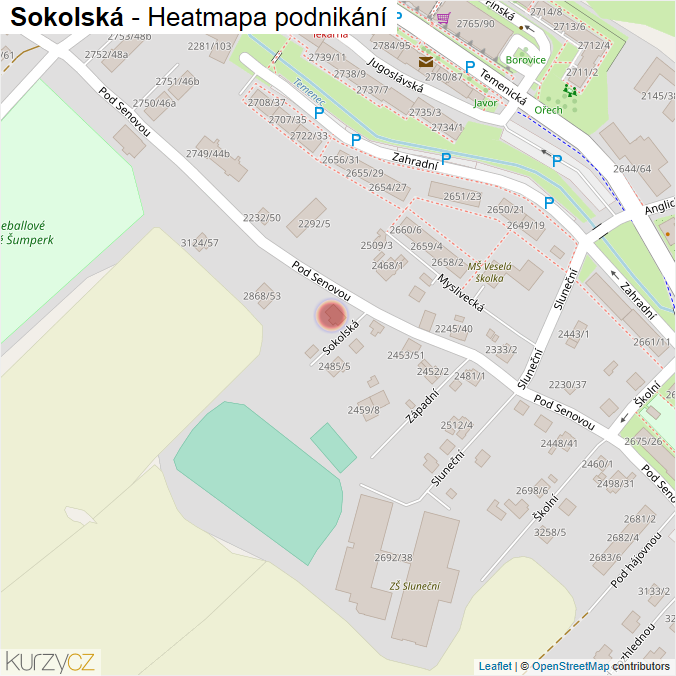 Mapa Sokolská - Firmy v ulici.