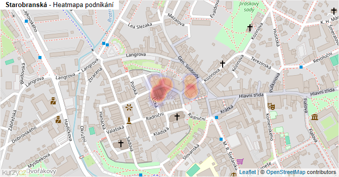 Starobranská - mapa podnikání