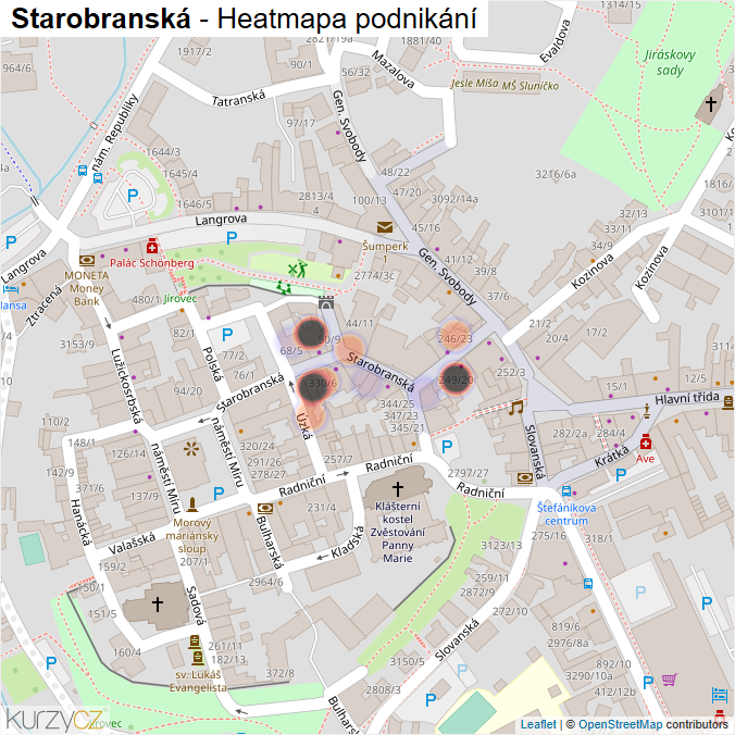 Mapa Starobranská - Firmy v ulici.