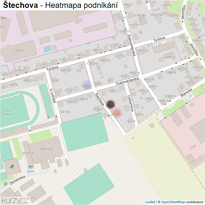Mapa Štechova - Firmy v ulici.