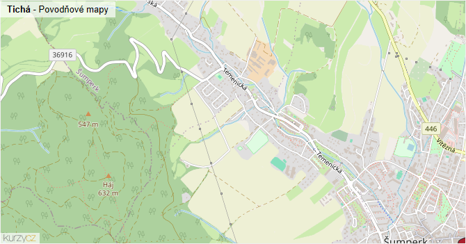 Tichá - záplavové mapy stoleté vody