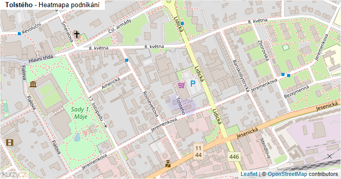 Tolstého - mapa podnikání