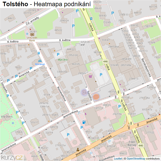 Mapa Tolstého - Firmy v ulici.