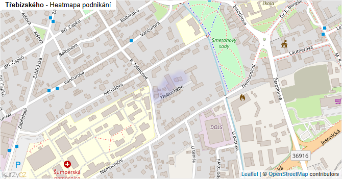 Třebízského - mapa podnikání