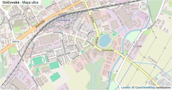 Uničovská - mapa ulice