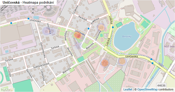 Uničovská - mapa podnikání
