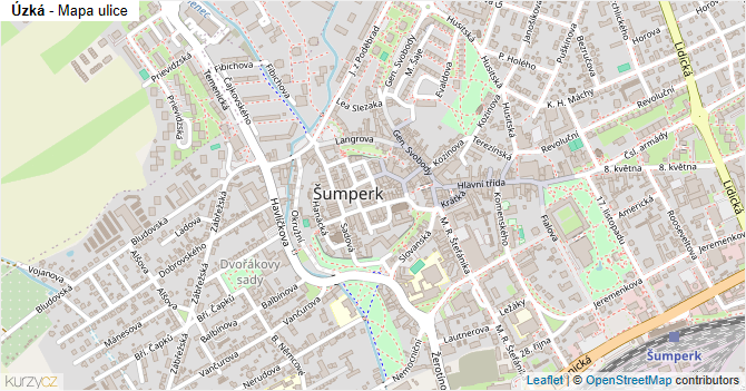 Úzká - mapa ulice