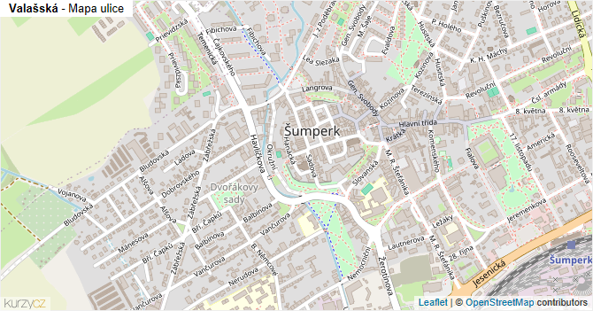 Valašská - mapa ulice