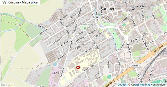Vančurova - mapa ulice