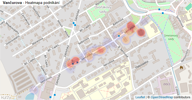 Vančurova - mapa podnikání