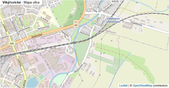 Vikýřovická - mapa ulice