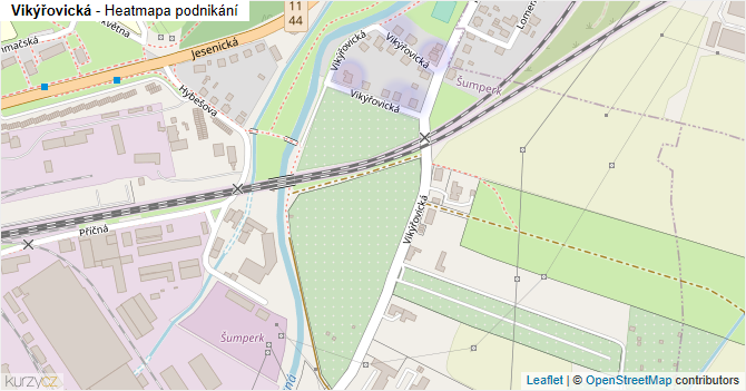 Vikýřovická - mapa podnikání