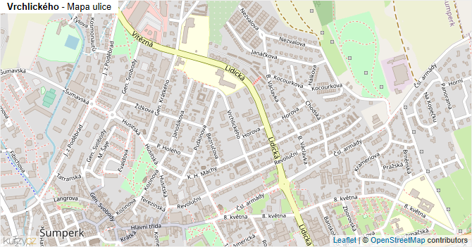 Vrchlického - mapa ulice