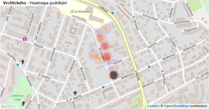 Vrchlického - mapa podnikání