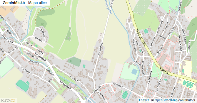 Zemědělská - mapa ulice