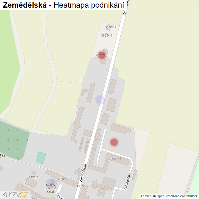 Mapa Zemědělská - Firmy v ulici.